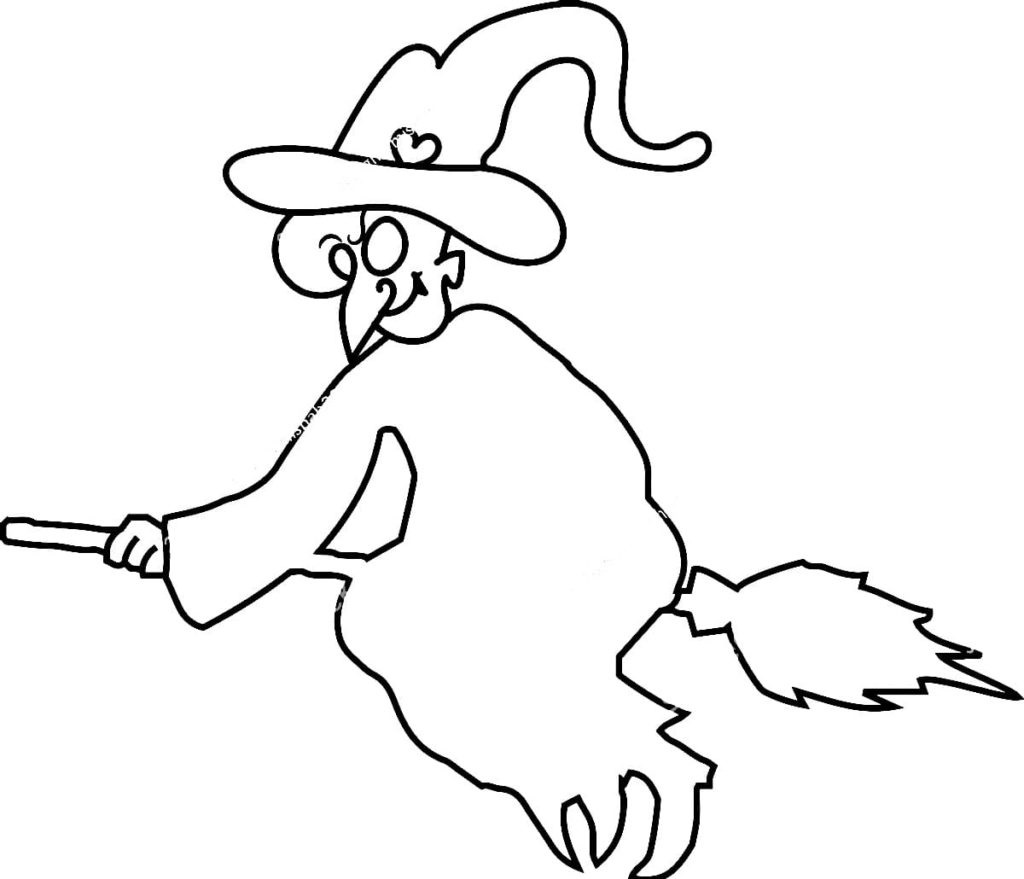Very simple witch coloring page
