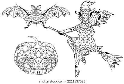 Witch bat pumpkin decorative pattern vector stock vector royalty free