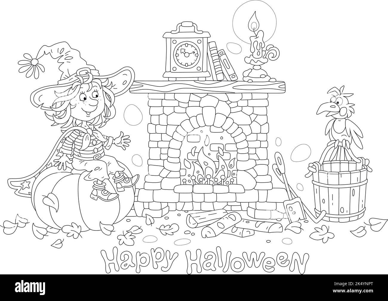 Pumpkin kids coloring page black and white stock photos images