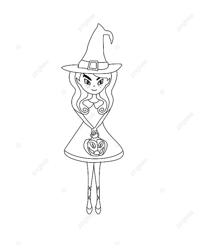 Cute witch halloween pumpkin coloring book monster fairy rip vector monster drawing pumpkin drawing book drawing png and vector with transparent background for free download