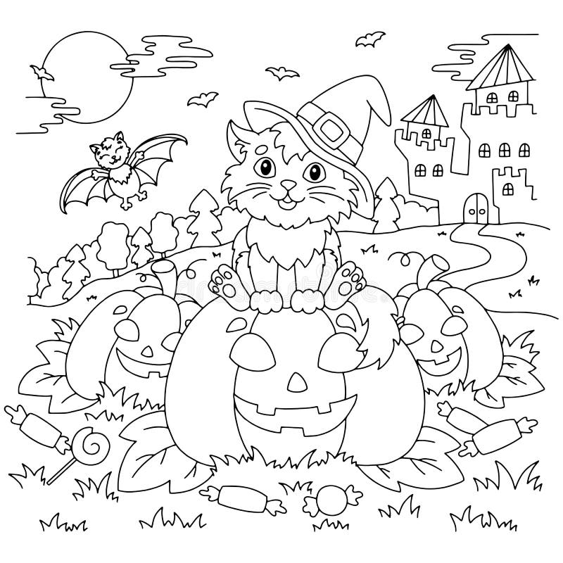 Cat halloween coloring page stock illustrations â cat halloween coloring page stock illustrations vectors clipart
