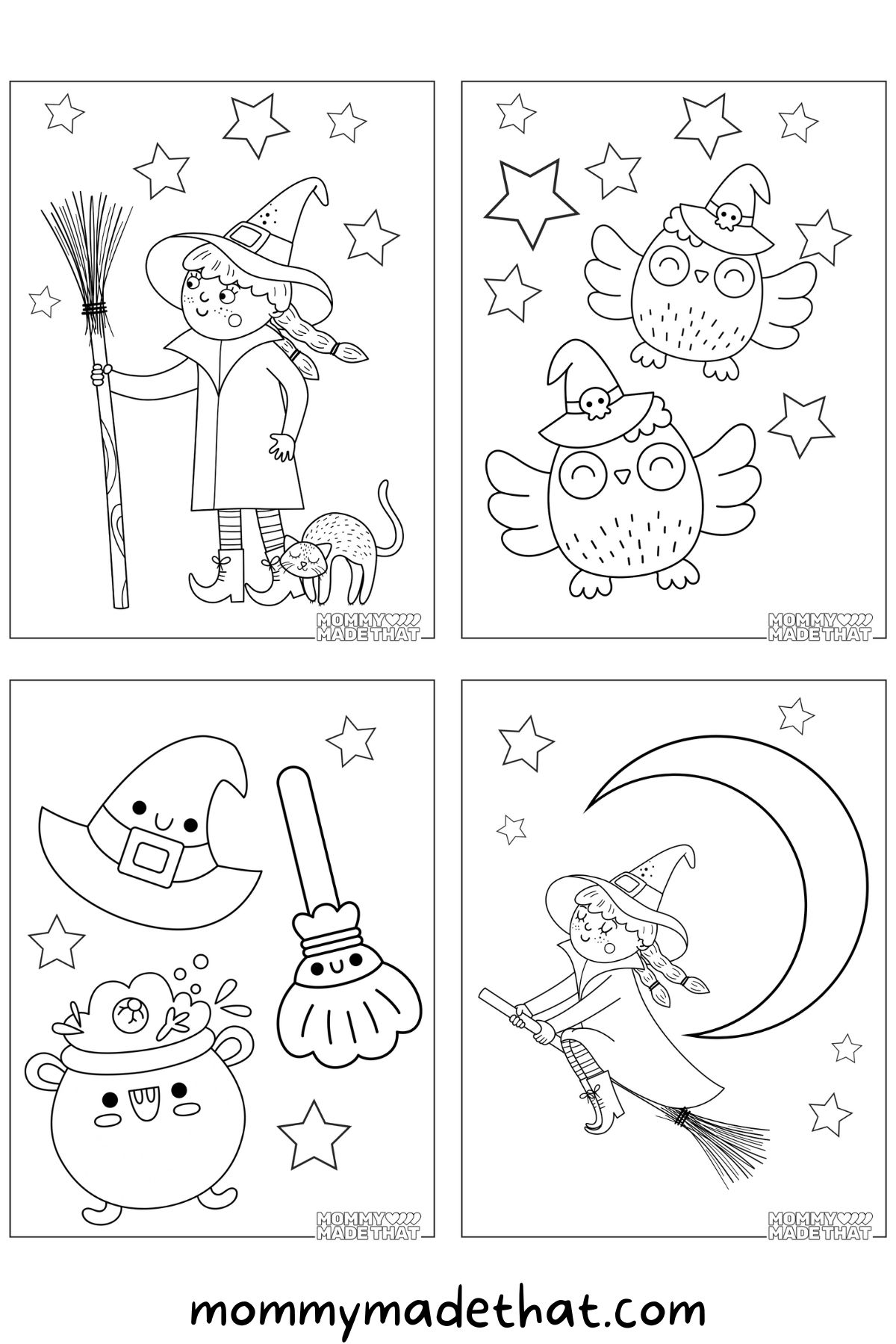 Cute witch coloring pages free printables