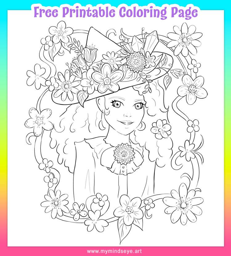 Garden witch coloring page c