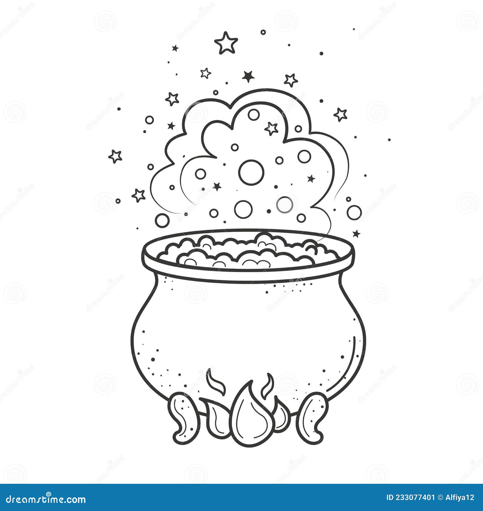 Halloween witch cauldron for coloring bookline art design for kids coloring page stock illustration