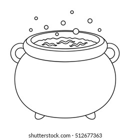 Witchs cauldron icon outline style isolated stock vector royalty free