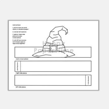 Witch hat paper crown printable coloring halloween craft activity template