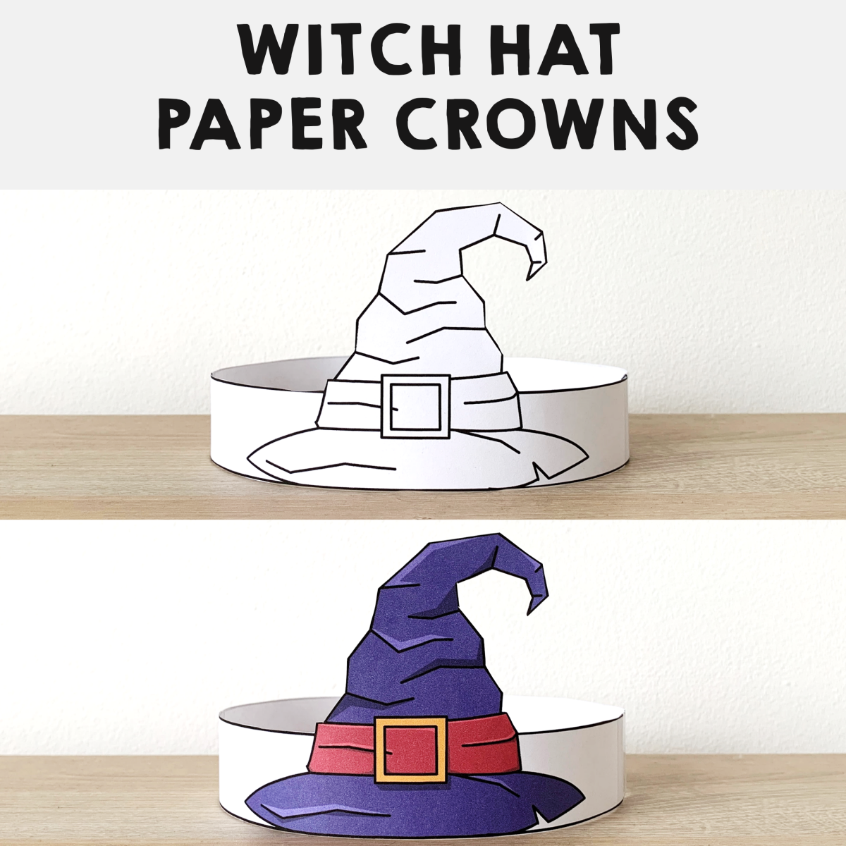 Witch hat paper crowns printable coloring halloween spooky craft activity made by teachers