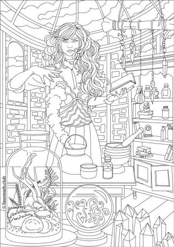 Witch printable adult coloring page from favoreads coloring book pages for adults and kids coloring sheets coloring designs