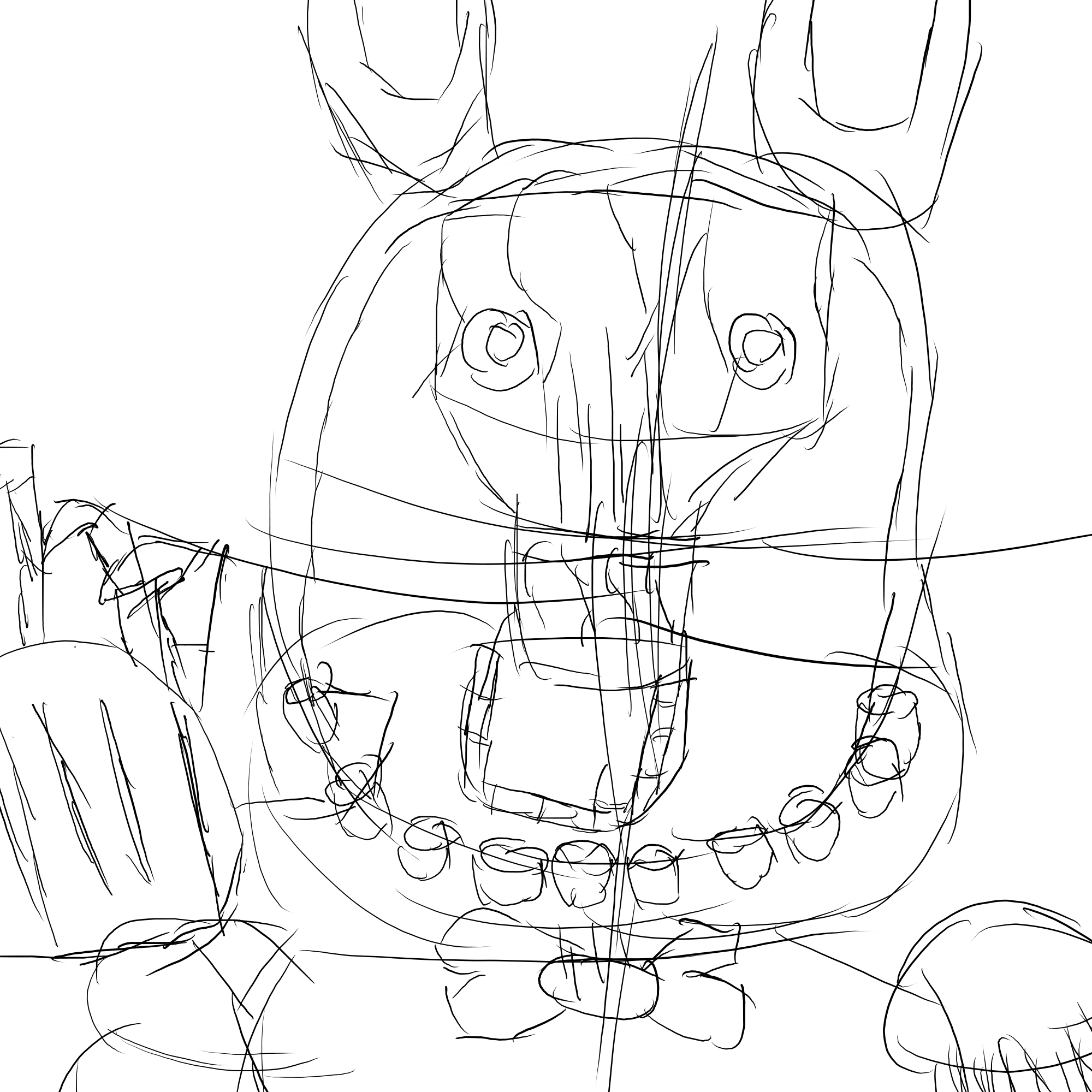Withered bonnie line art behind the scenes by idrewsomethingcool on