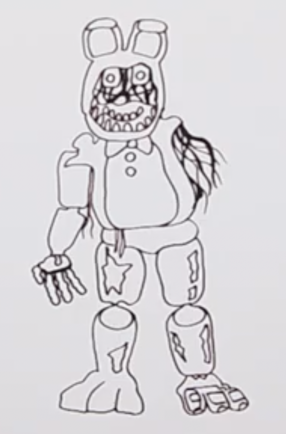 How to draw withered bonnie