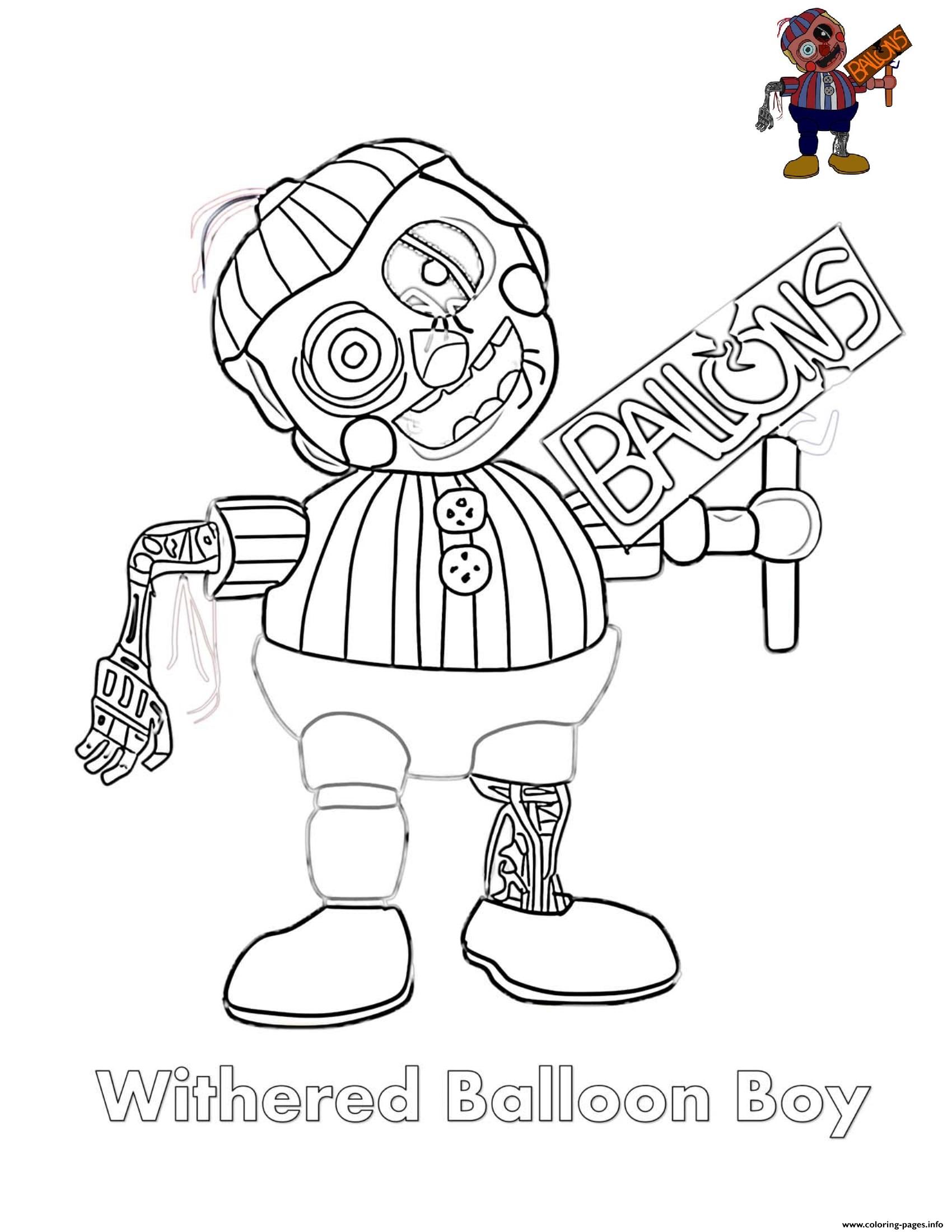 Withered balloon boy fnaf coloring page printable
