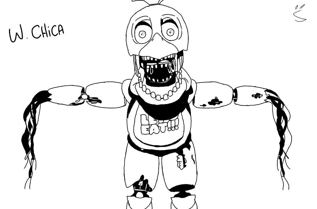 Â withered chica lineart â five nights at freddys amino