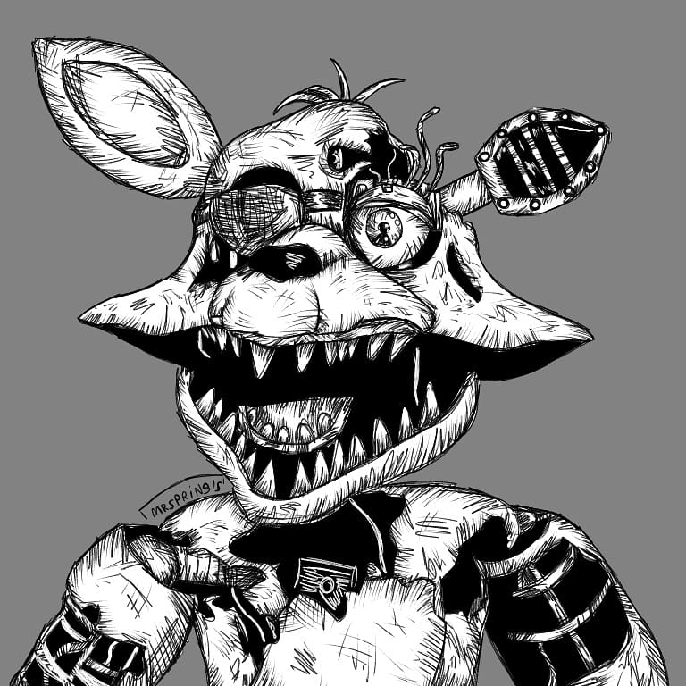 Âïsunnydropâïâ on x withered fox ððâ ï i drew it in the original style of the game giving it more details and giving it the perfect resemblance fivenightsatfreddys witheredfoxy fnaf oldfoxy