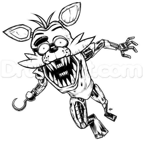 How to draw foxy the fox five nights at freddys step by step video game characters pop culture â fnaf coloring pages five nights at freddys coloring pages