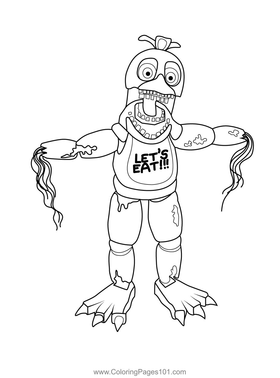 Withered chica fnaf coloring page fnaf coloring pages pokemon coloring pages coloring pages