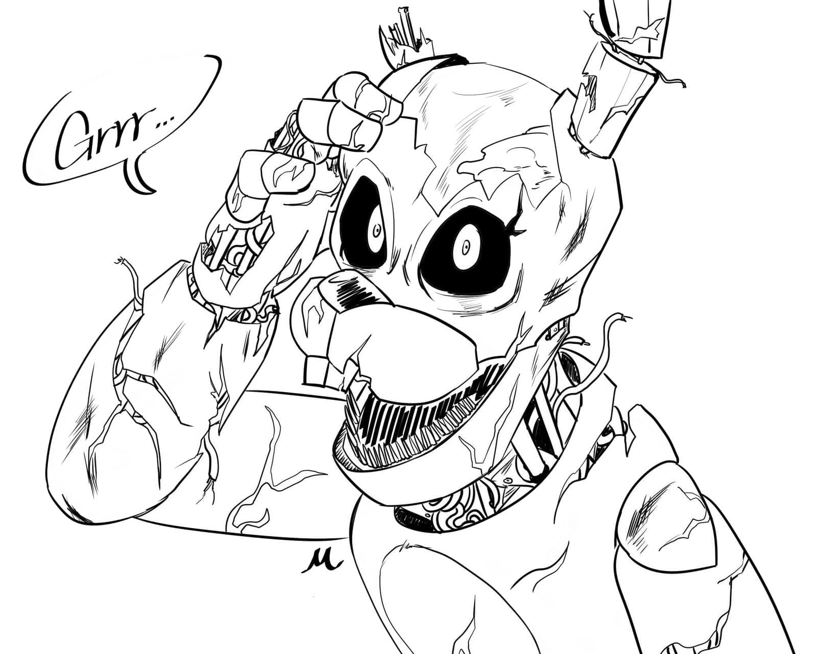 Withered foxy coloring page
