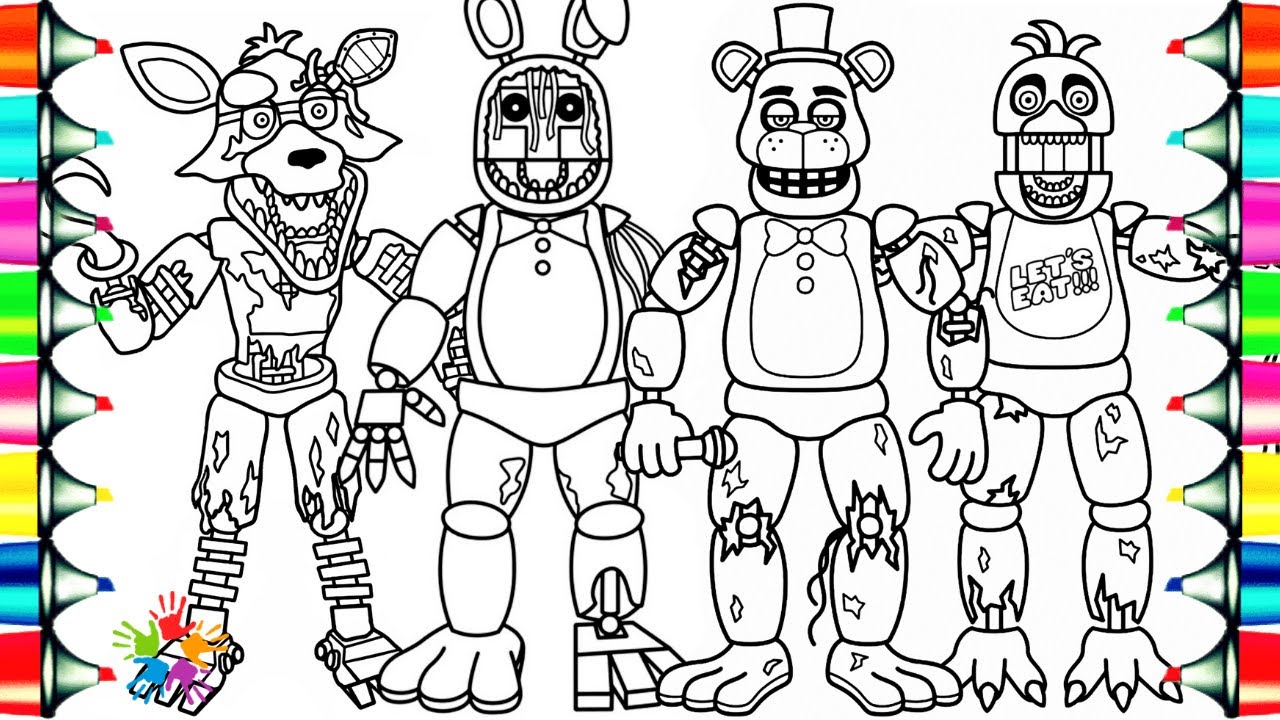 Five nights at freddys new coloring pages how to color fnaf withered animatronics ncs music