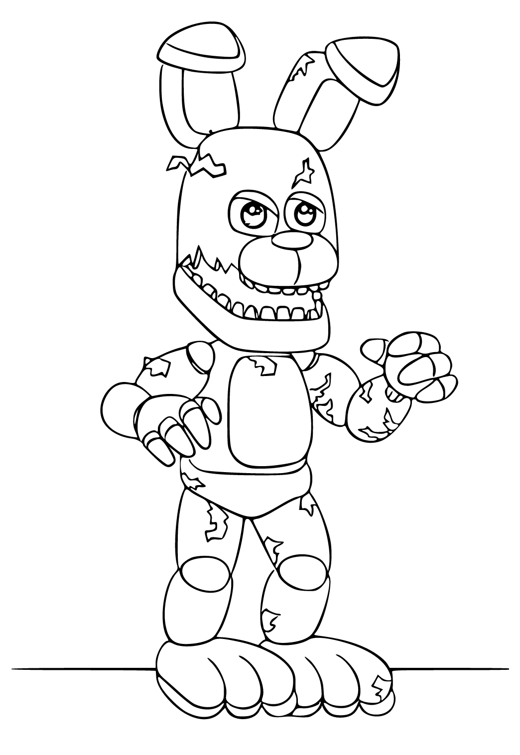 Free printable five nights at freddys hare coloring page for adults and kids