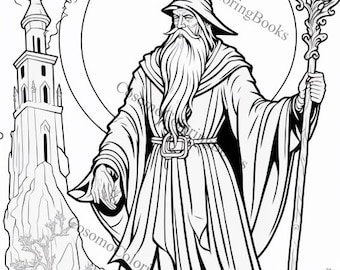 Wizard coloring pages for adults kids to express whimsical passions magical fantasy printable coloring pages instant download images