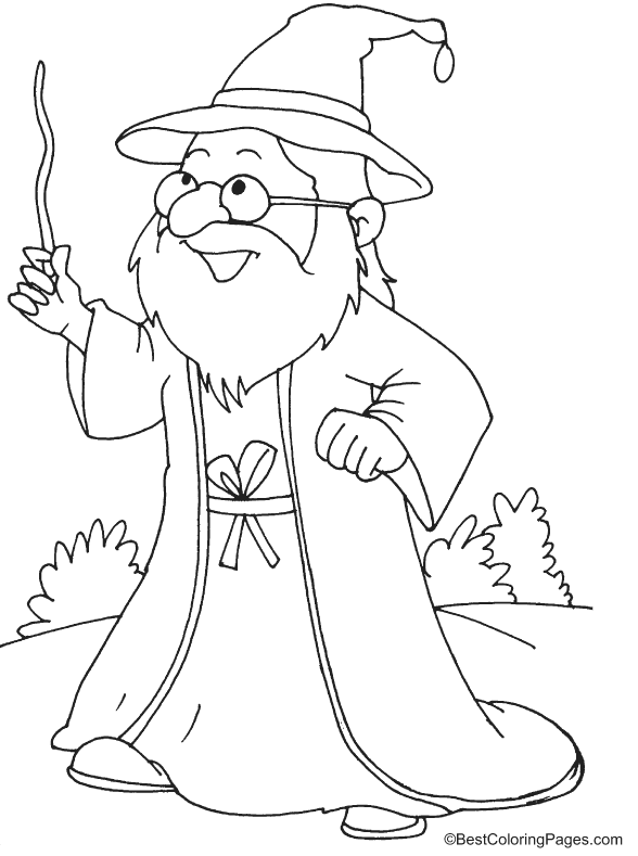 Cute wizard waving stick coloring pages download free cute wizard waving stick coloring pages for kids best coloring pages