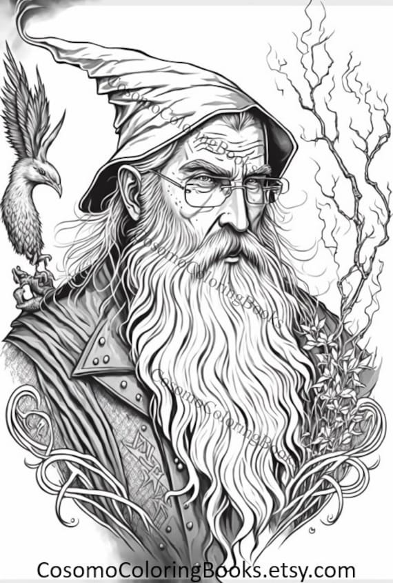 Wizard coloring pages for adults kids to express whimsical passions magical fantasy printable coloring pages instant download images