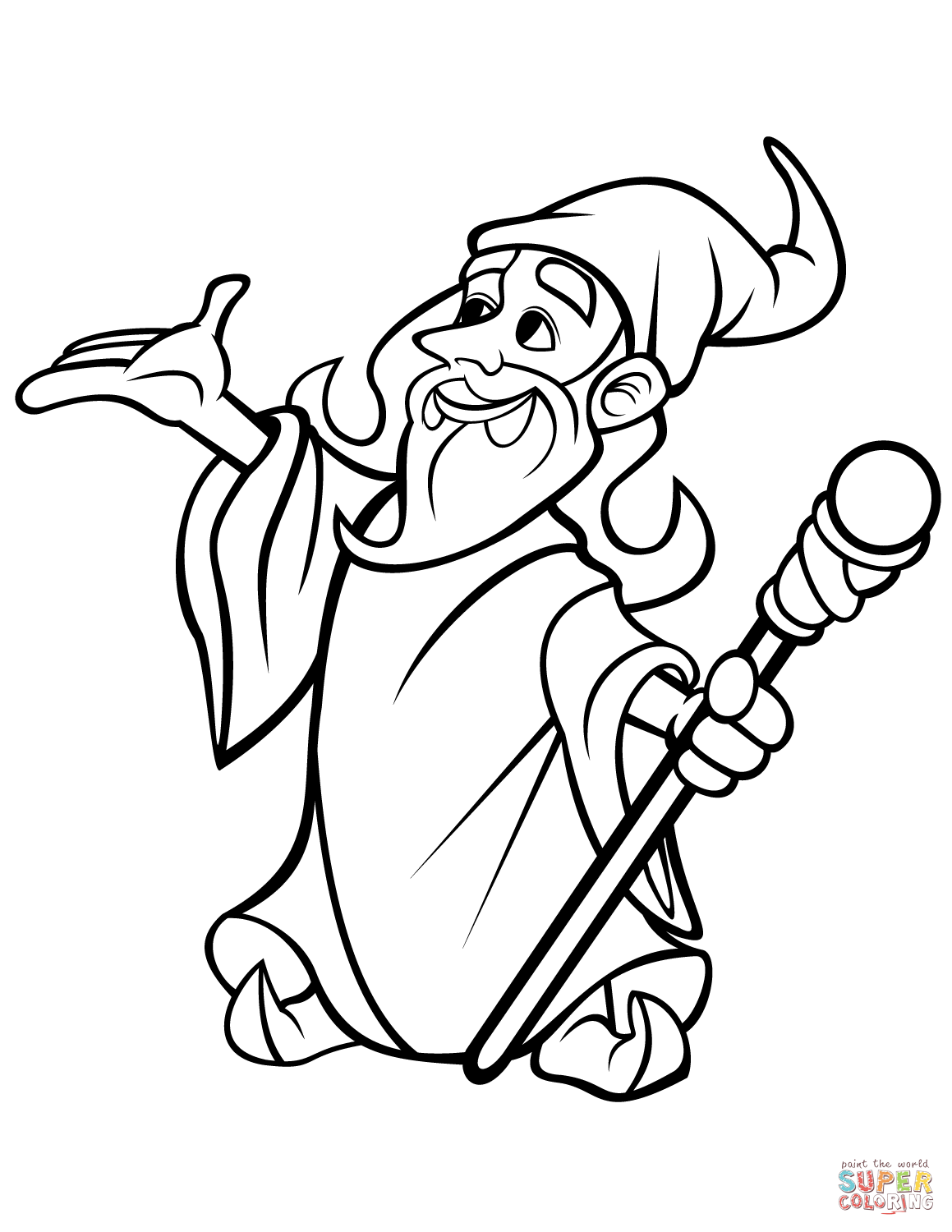 Wizard with stuff coloring page free printable coloring pages