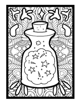 Wizard mandala coloring pages for kids hat and magic wand printable pdf