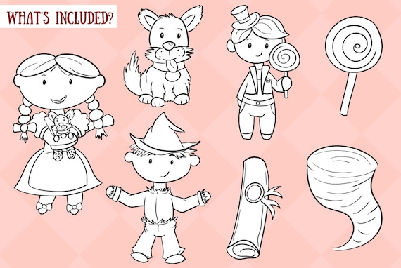 Wizard of oz black and white digital stamps wizard of oz coloring pages emerald city clip art
