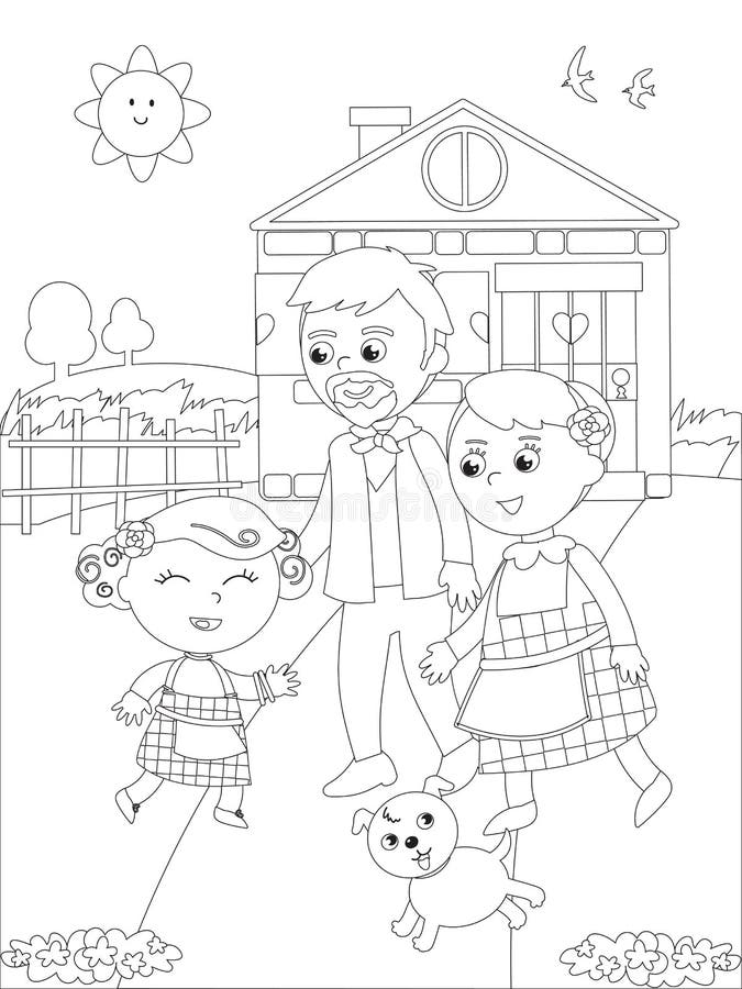 Coloring wizard of oz happy ending stock vector