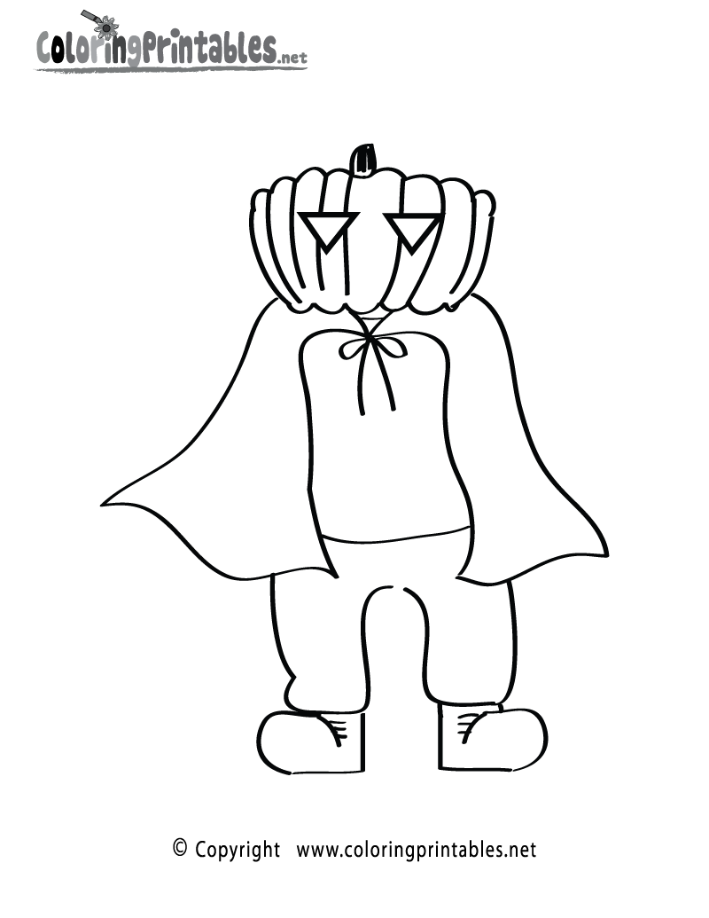 Free printable halloween costume coloring page
