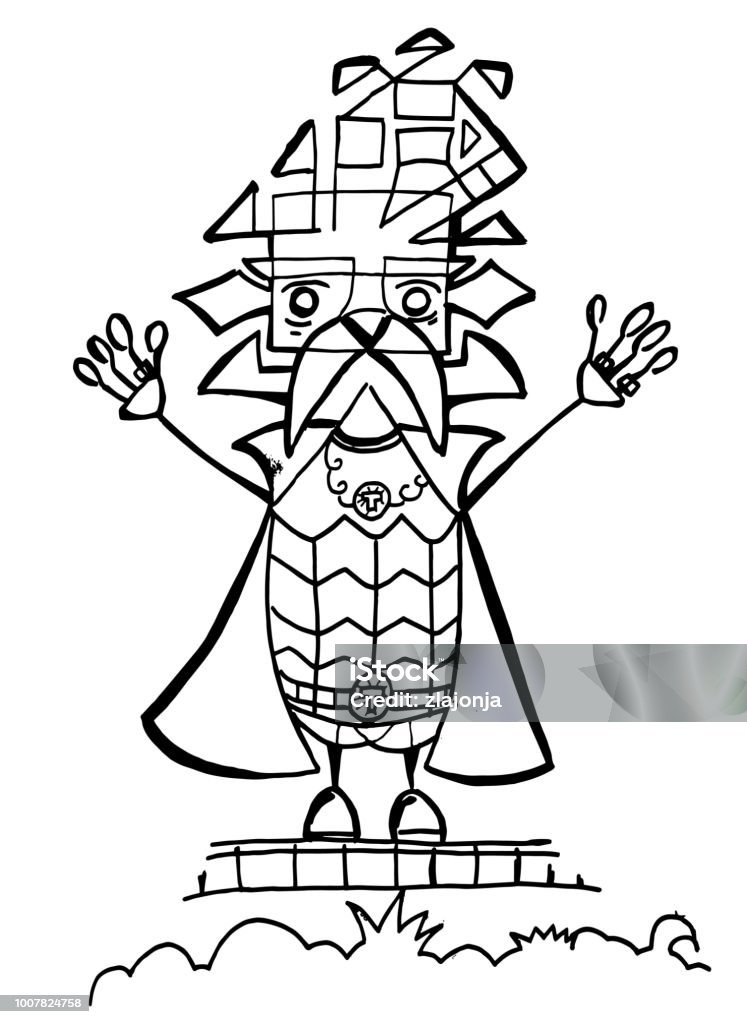 Cute funny wizard magikus coloring page stock illustration