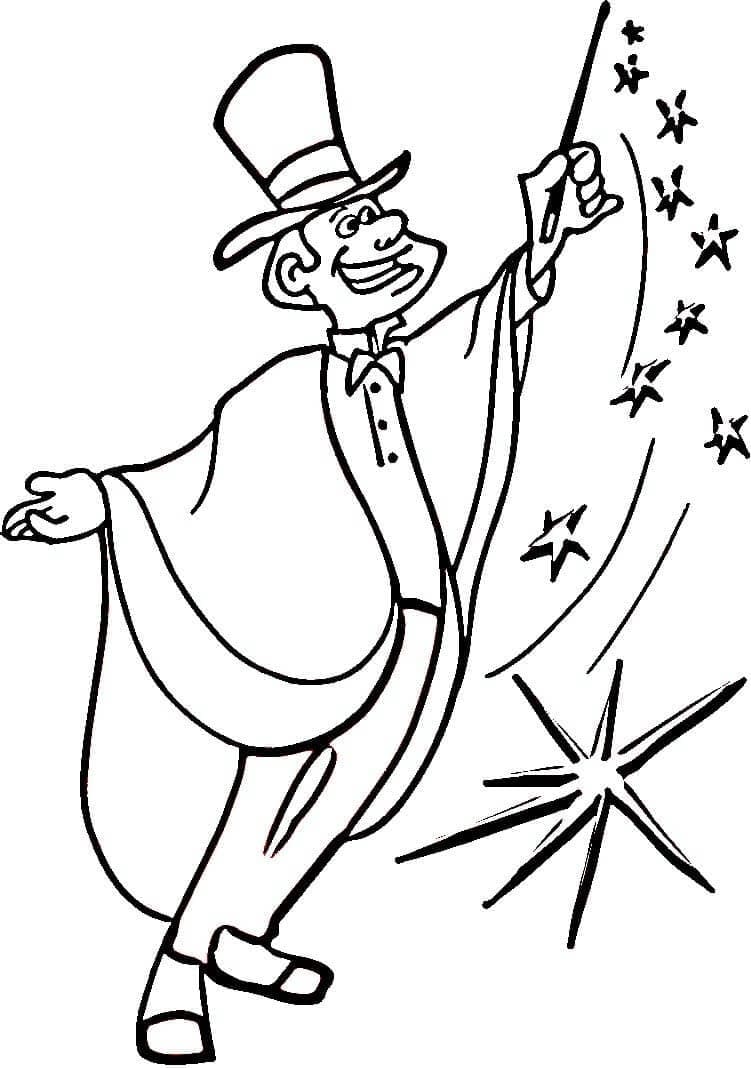 A happy magician coloring page