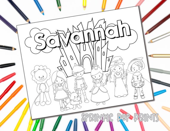Wizard of oz personalized coloring page you edit instant