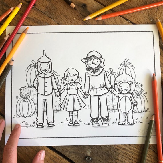 Wizard of oz dressup colouring sheet printable