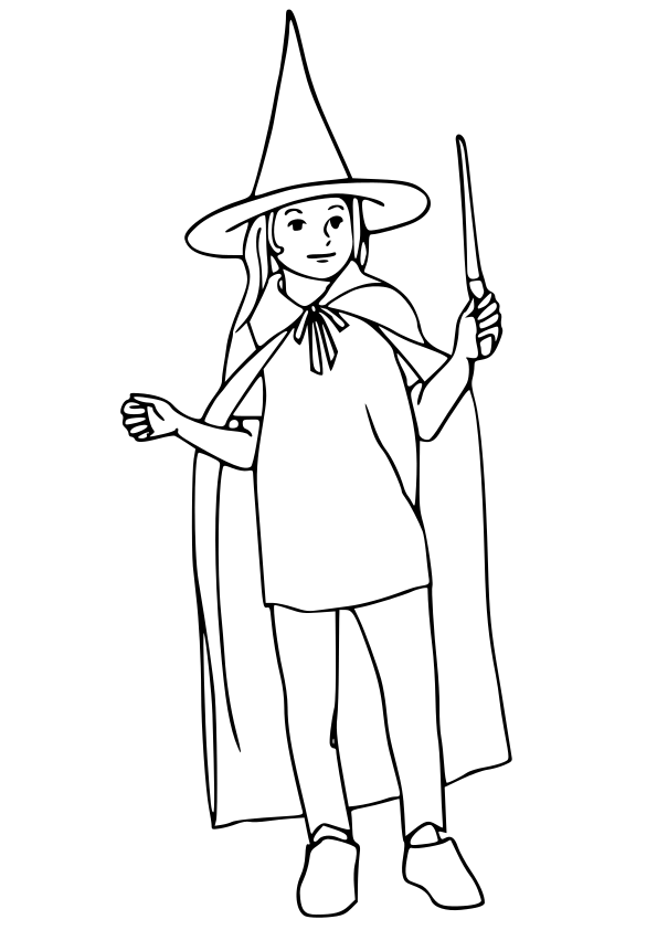 Witch girl drawing for coloring page free printable nurieworld