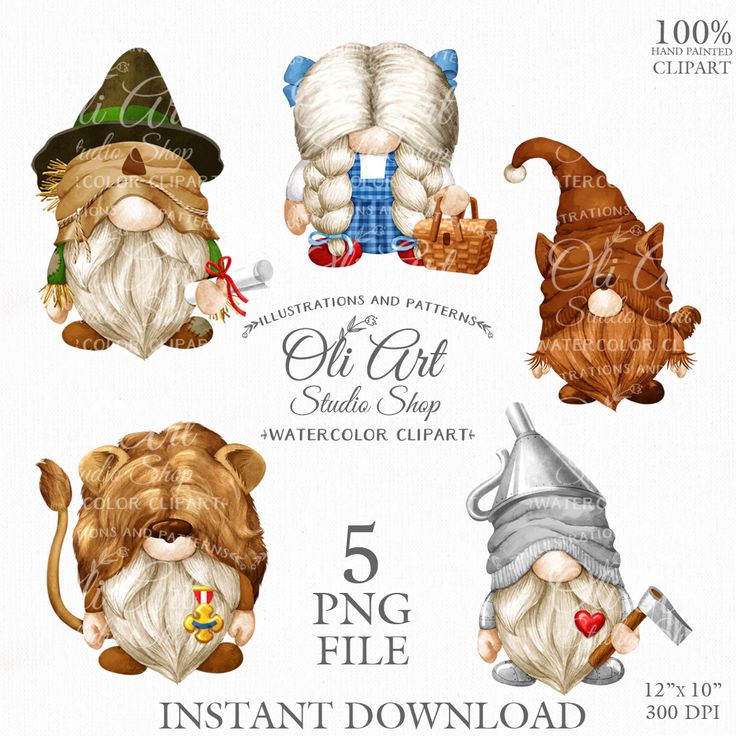 Wizard of oz gnomes digital clipart png oliartstudioshop