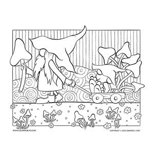 Download fun gnome coloring pages for adults and kids