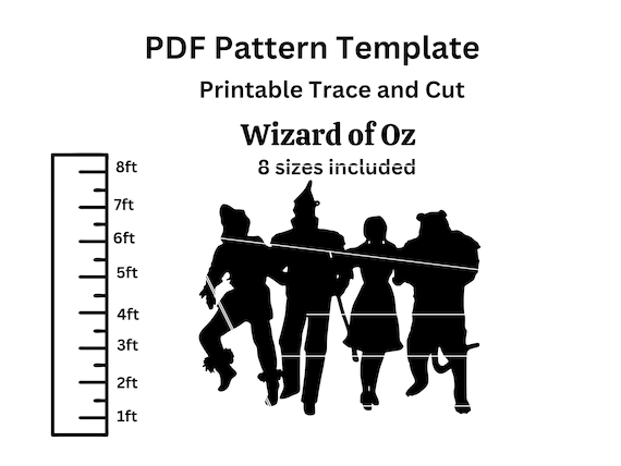 Life size wizard of oz silhouette stencil template woodworking ft ft ft ft christmas dãcor digital download printable cutout pdf