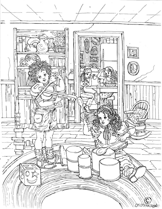 Instant coloring page to download and print nostalgic childhood vintage