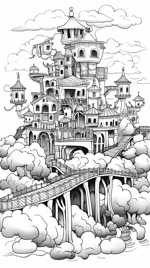 Coloring pages for adult creativity and stress relief stock illustration