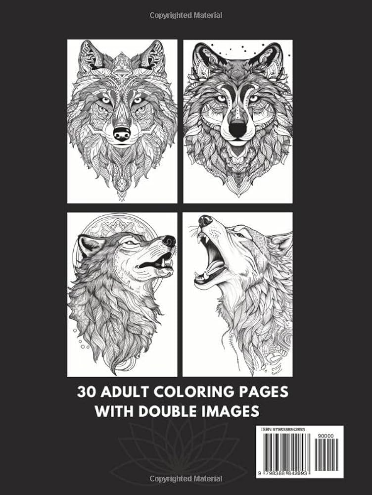 Wolf mandala adult coloring book majestic wolf signs for stress relief and relaxation createsart tj books