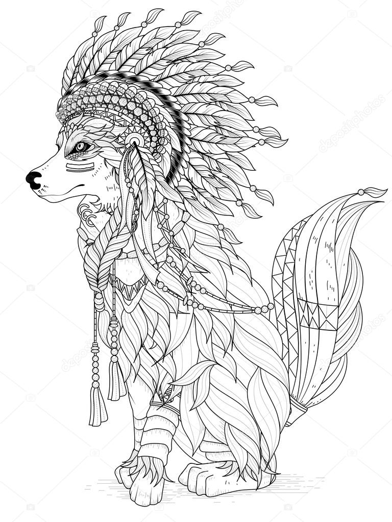Lovely wolf coloring page stock vector by kchungtw