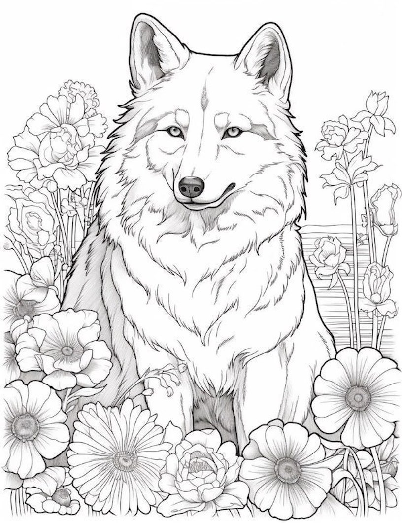 Majestic wolf coloring pages for kids and adults