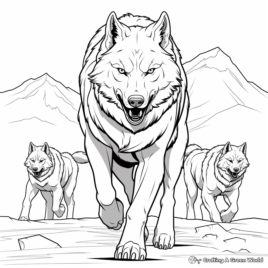 Wolf pack hunting coloring pages