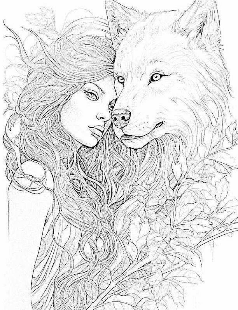 Majestic wolf coloring pages for kids and adults