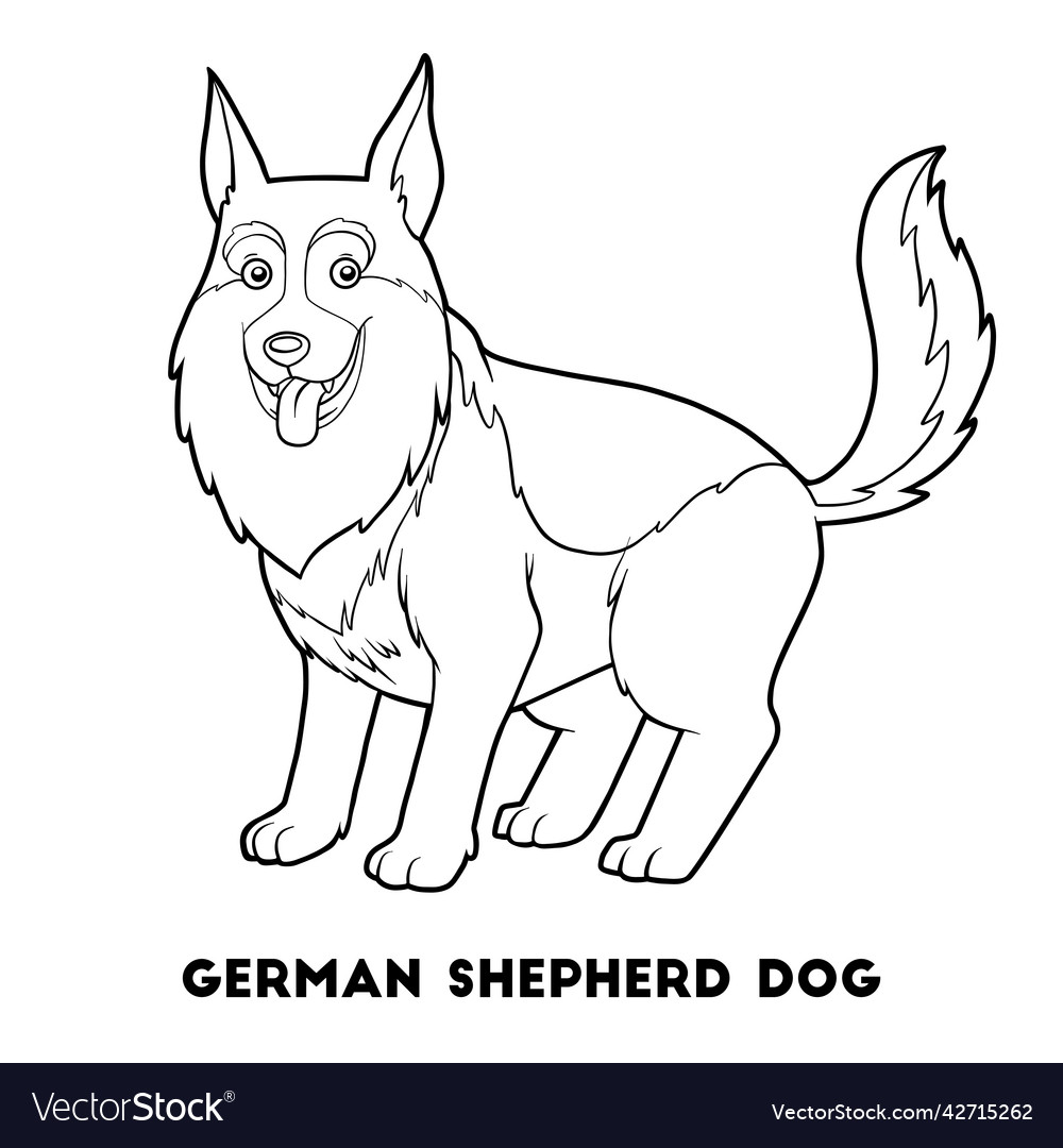 Coloring book german shepherd dog royalty free vector image