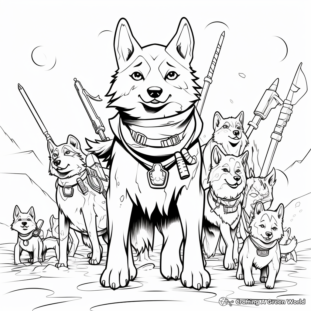 Wolf pack hunting coloring pages