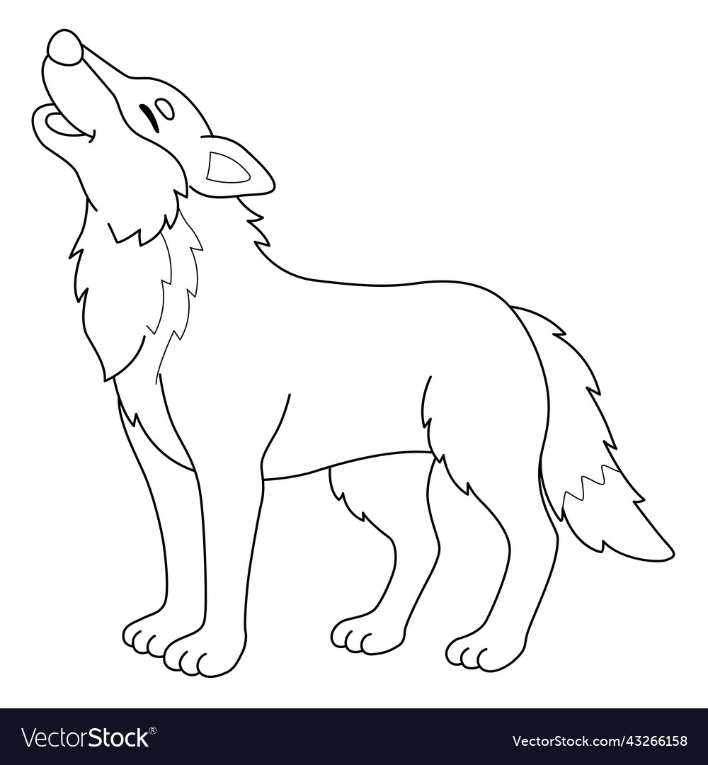 Wolf animal coloring page for kids royalty free vector image