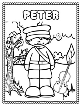 Peter and the wolf coloring pages by music with jamie eisler tpt