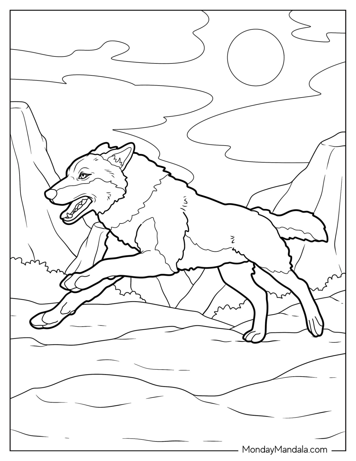 Wolf coloring pages free pdf printables